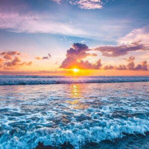 Calm ocean view with gentle waves, symbolizing deep relaxation, peace, and inner calm.