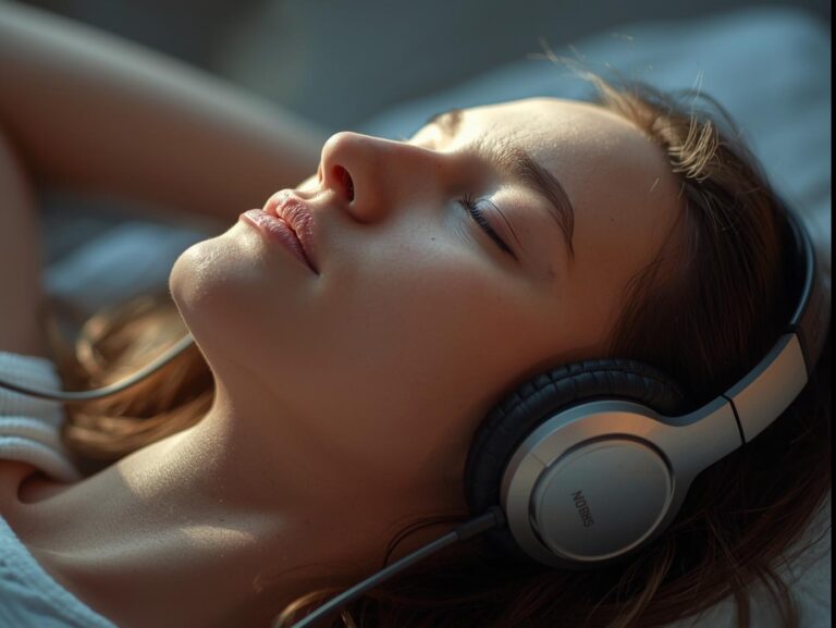 Person lying back with headphones, eyes closed, symbolizing gentle induction into a safe and calm state