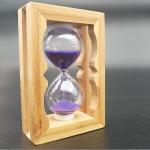 Hourglass with sand flowing, symbolizing the passage of time.