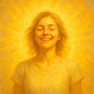 A person surrounded by a soft glowing light, symbolizing inner strength, hope, and self-empowerment.