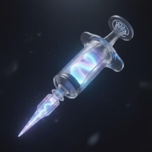 Syringe and injection for virtual weight loss program, representing appetite control and support