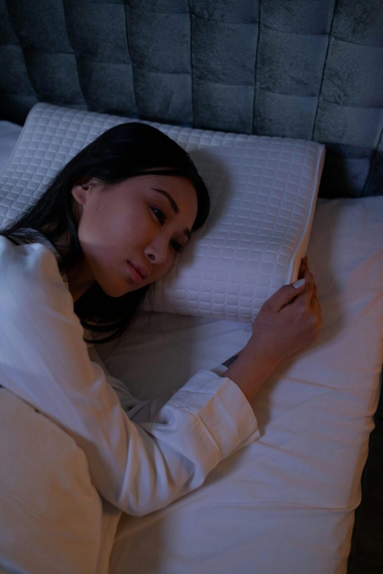 Person in deep, restful sleep promoting relaxation and improved well-being